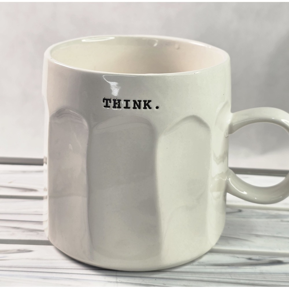 Rae Dunn Mug THINK Artisan Collection By Magenta Typewriter Font Coffee Cup
